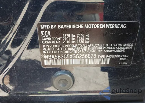 2016 BMW 535I xDrive from USA, damaged, VIN WBA5B3C5XGG256878